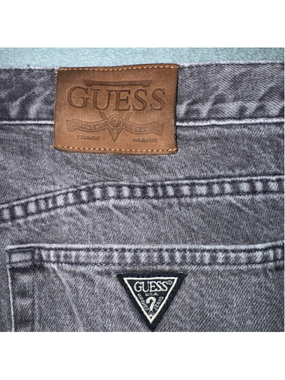 Guess vintage Classic Straight Leg Jeans Waist 36x L34 Gray 90s USA - Picture 7 of 15